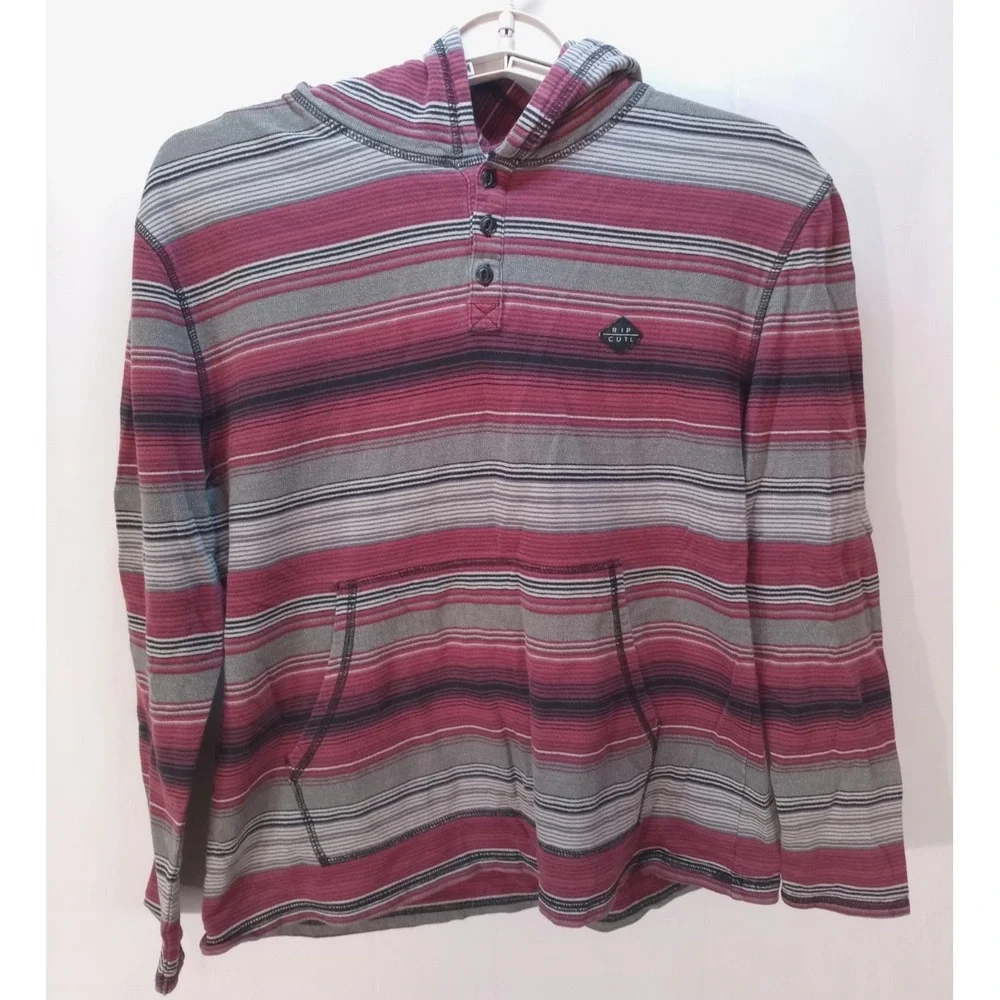 Rip Curl Boy's Hoodie Hooded Long Sleeve Shirt, Large, Striped